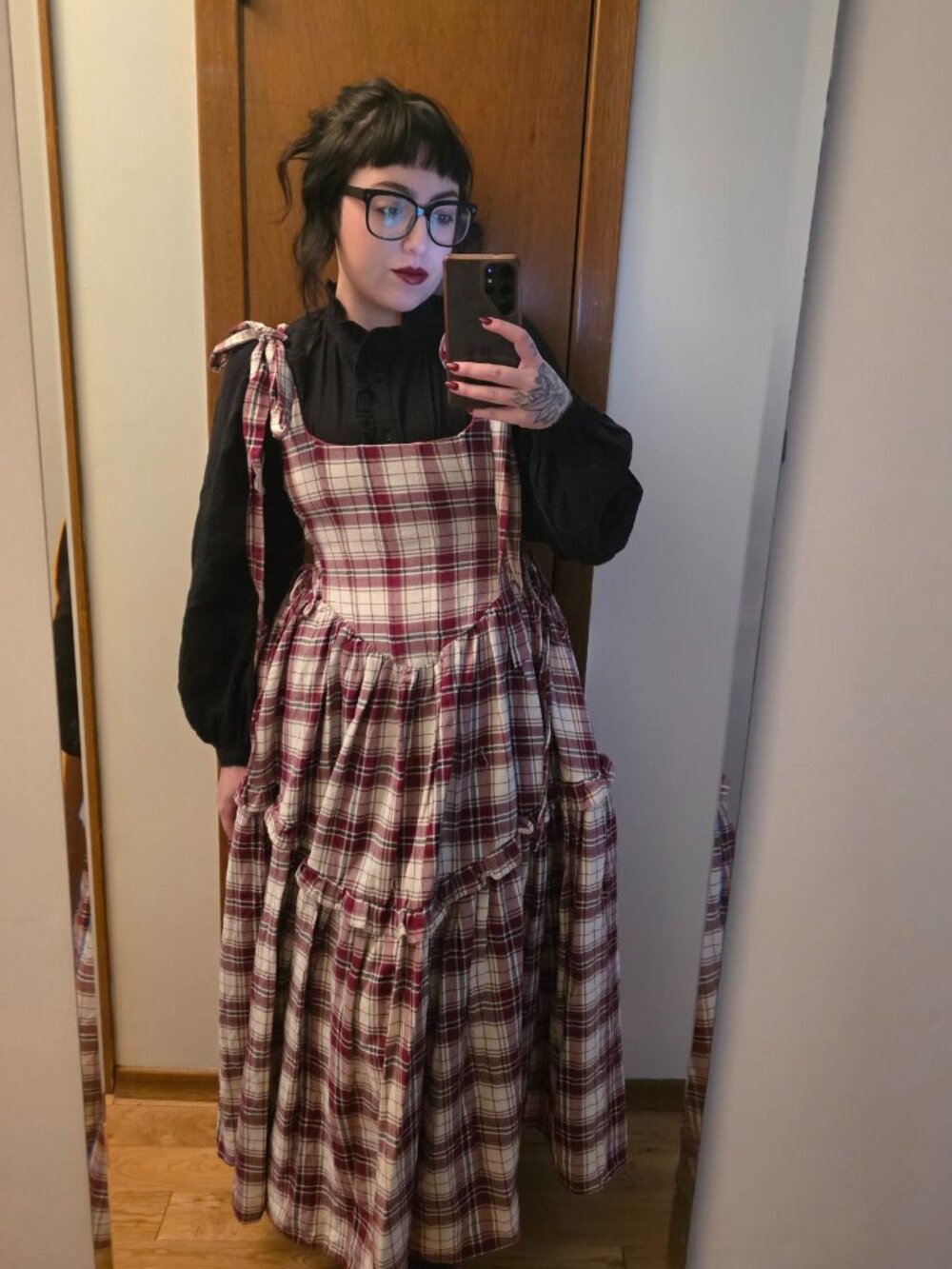 Valkyrie Collection Cottagecore Plaid Corset Dress